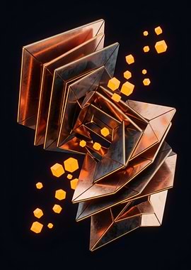 Abstract Geometric Sculpture with Cubes