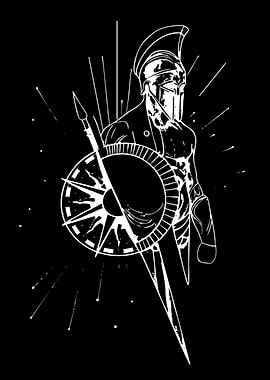 Spartan Warrior with Shield and Spear