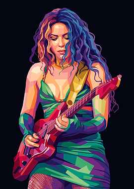 Shakira Playing Guitar Pop Art