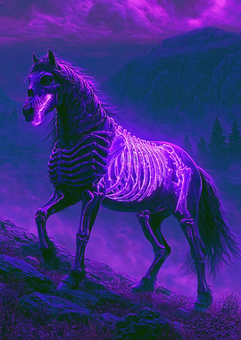 Skeleton Horse in Purple Haze