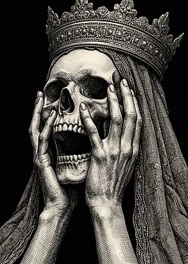Skull Queen with Crown and Hands