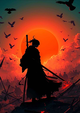 Samurai Warrior at Sunset