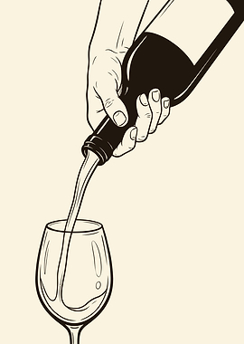 Hand Pouring Wine Into Glass Line Art