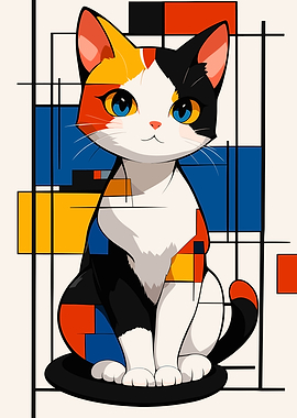 Mondrian Style Cat