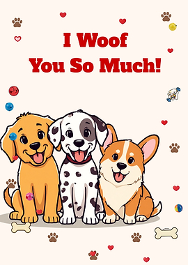 Cute Dogs Saying I Woof You