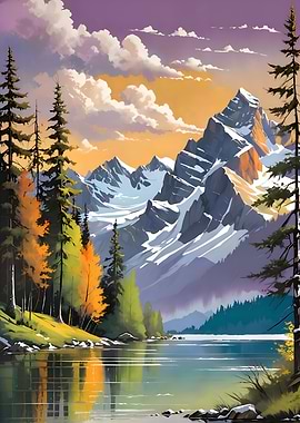 Mountain Lake Autumn Landscape