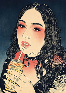 Woman with Soda and Cigarette