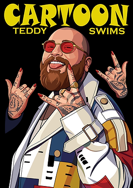 Cartoon Teddy Swims Portrait