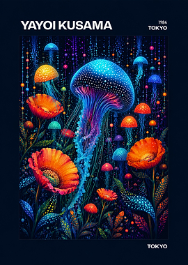 Yayoi Kusama Jellyfish and Flowers