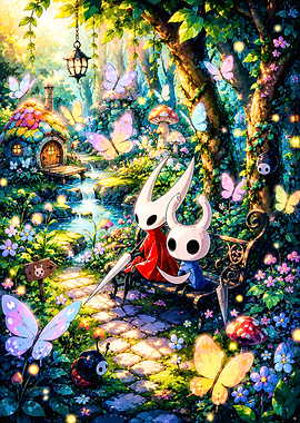 Hollow Knight Characters in a Magical Forest
