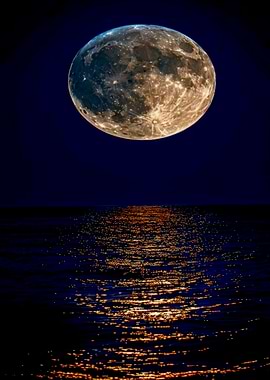 Moonlit Ocean Reflection