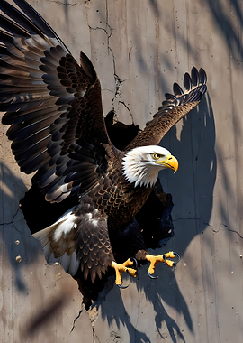 Eagle breaking through concrete wall