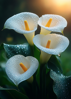 Dew-Kissed White Calla Lilies