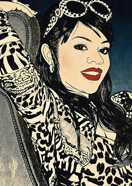 Woman with Animal Print and Sunglasses