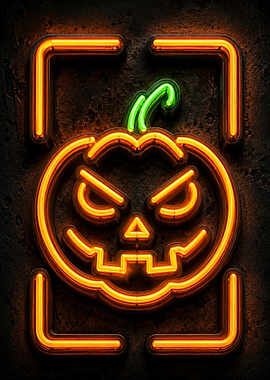 Neon Jack-o'-lantern with Frame