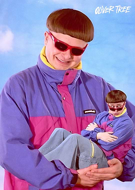 Oliver Tree holding miniature version of himself