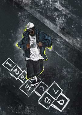 Man on Hopscotch Court kendrick lamar