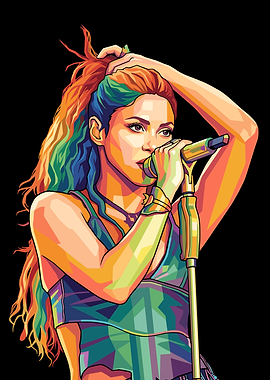 Shakira Singing with Colorful Hair