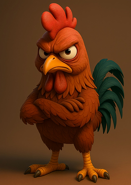 Angry Cartoon Rooster
