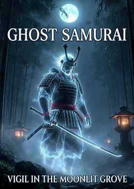 Ghost Samurai in Moonlit Grove