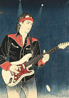 Musician Playing Guitar on Stage