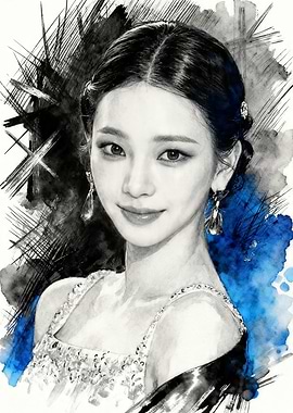 Karina of AESPA Watercolor Portrait