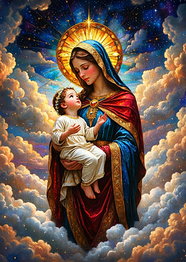 Madonna and Child in Clouds