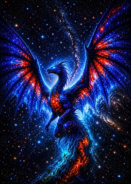 Cosmic Dragon in Starry Night