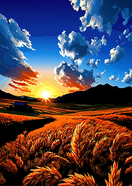 Golden Wheat Field at Sunset