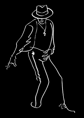 Line Art of a Dancer in a Hat