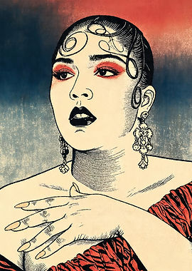 Glamorous Woman with Red Eyeshadow