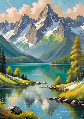 Majestic Mountain Lake Landscape