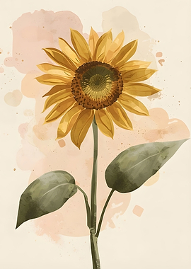 Watercolor Sunflower with Soft Background