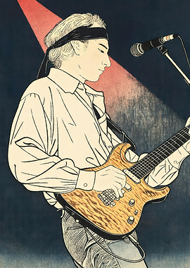 Musician Playing Guitar on Stage