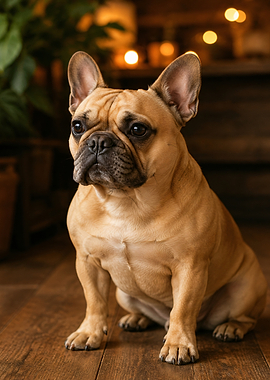 French Bulldog Sitting Indoors