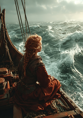 Viking Woman on a Stormy Sea
