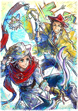 Elliot Characters with Bow and Staff