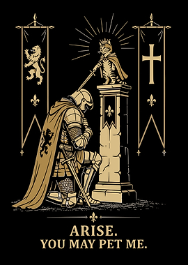 Knight Kneeling Before Cat King