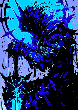 Dark Knight with Blue Energy Sword