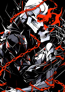 Gothic Skeletons Embracing with Red Chains