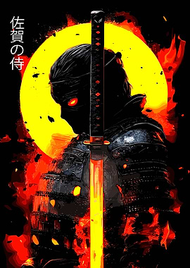 Samurai Warrior with Glowing Eyes and Katana