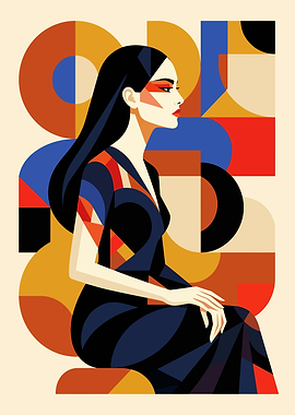 Geometric Portrait of a Woman in a Dress