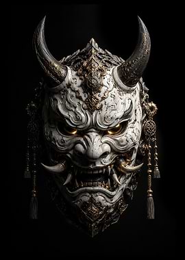 White and Golden Oni Mask