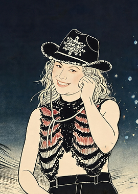 Woman in Cowboy Hat and Fringe Vest