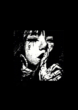 Goth Girl with Shushing Finger