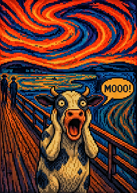 Screaming Cow in The Scream Style
