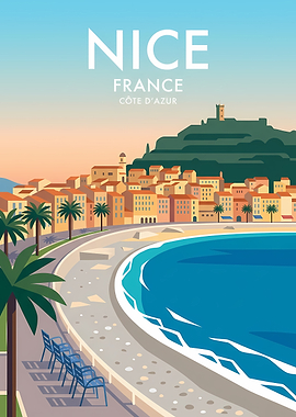 Nice France Cote d'Azur Travel Poster
