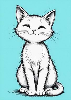Cute White Kitten Illustration