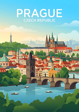 Prague Cityscape with Charles Bridge