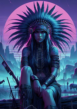 Cyberpunk Native American Woman